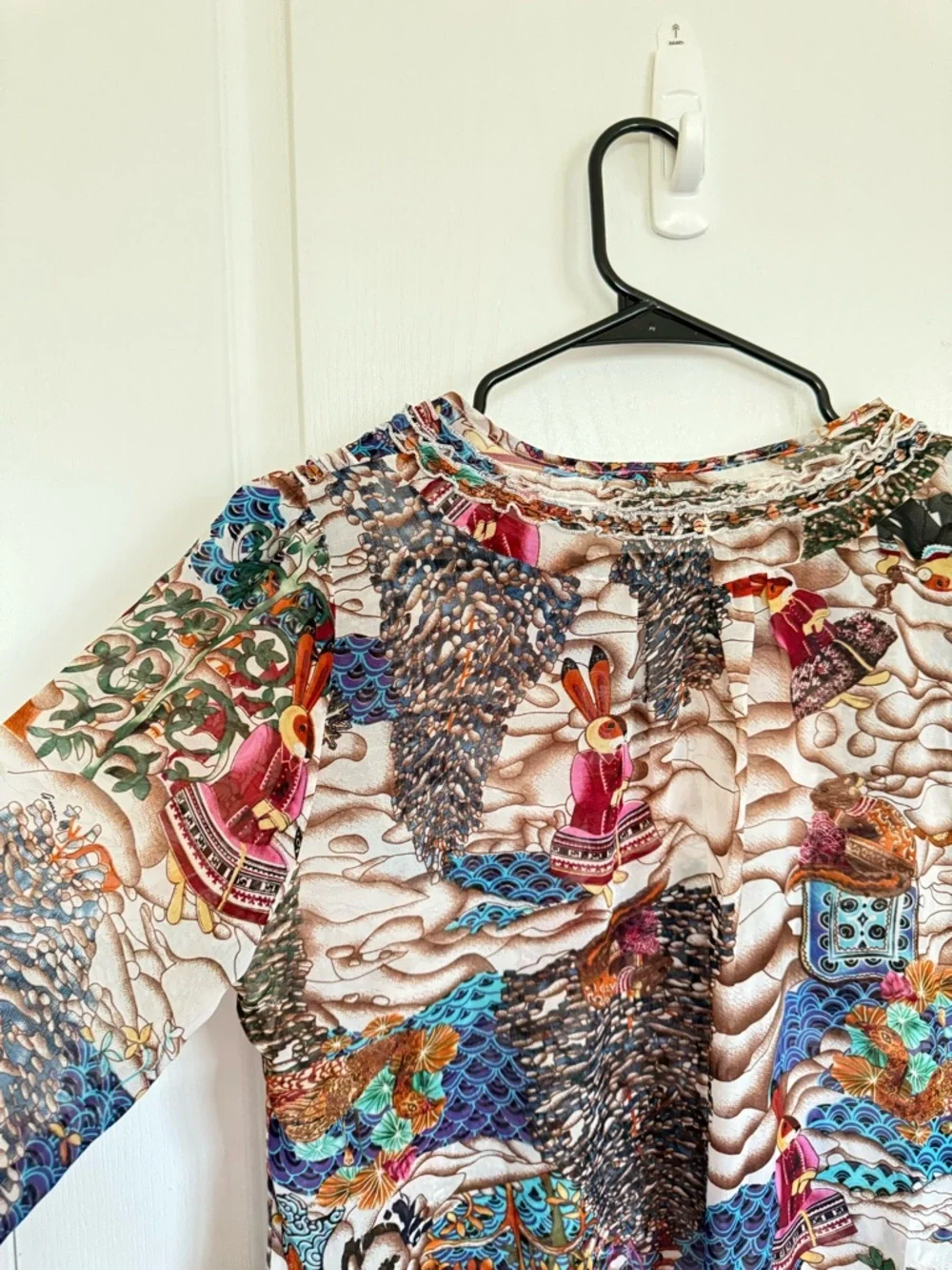 Prada Whimsical Print Vintage 100% Silk Blouse - Picture 7 of 12